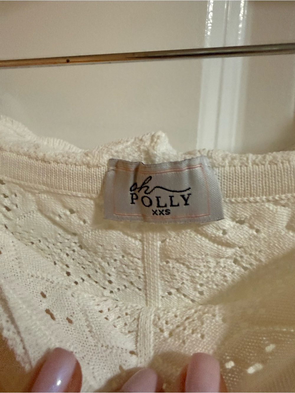Oh Polly White Pointelle-Knit Ruffle-Trim Midaxi Skirt - Yasira - Picture 4 of 4